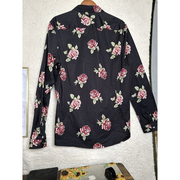 ASOS Button Up Long Sleeve Top Womens Sz XL Dark Cottagecore Lagenlook Artsy - Picture 2 of 9